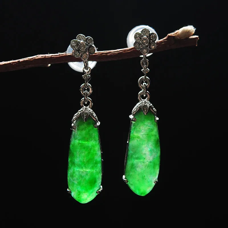 Natural Jade Earrings Jadeite Gold Earrings EG7