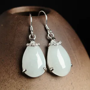 Natural Jade Earrings Jadeite Silver Earrings EG72