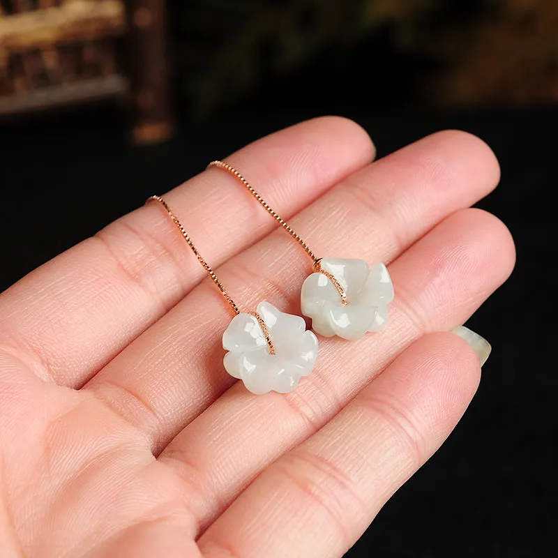 Natural Jade Earrings Jadeite Silver Earrings EG76
