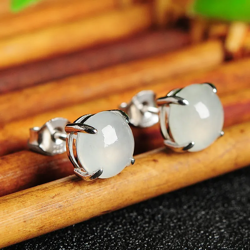 Natural Jade Earrings Jadeite Silver Earrings WE21