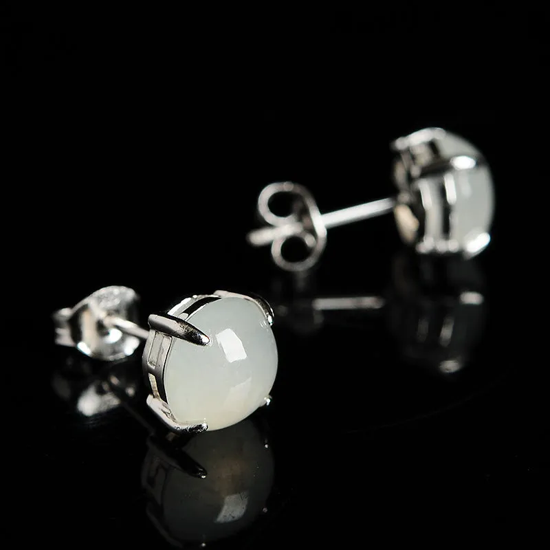 Natural Jade Earrings Jadeite Silver Earrings WE21
