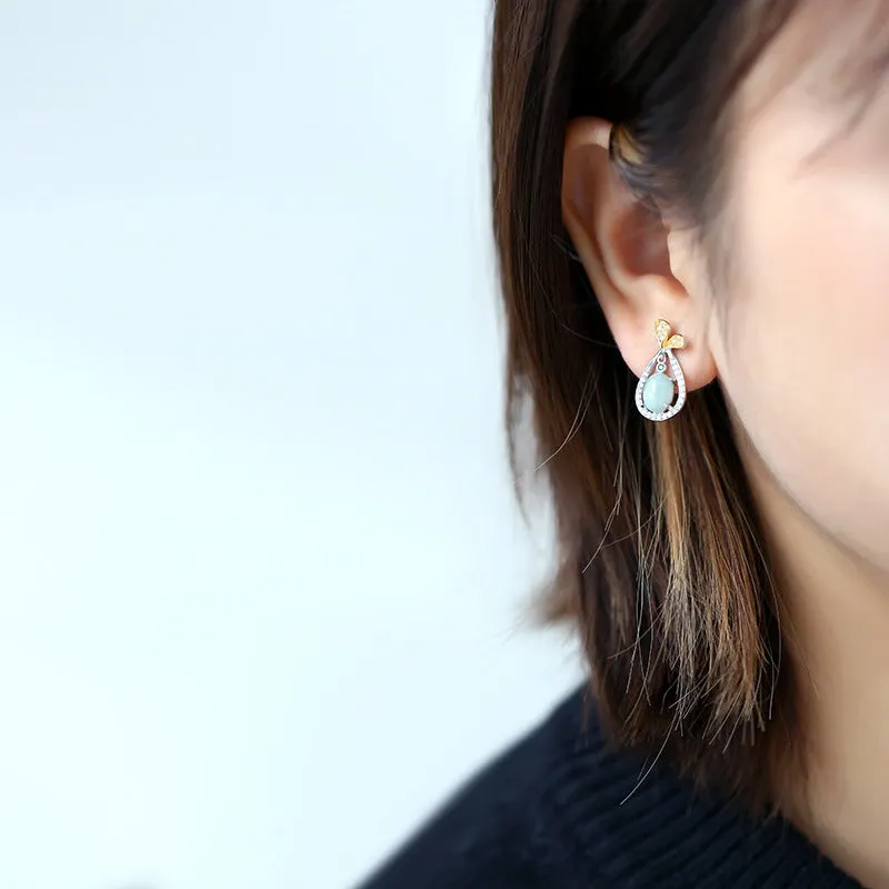 Natural Jade Earrings Jadeite Silver Earrings ZNE241