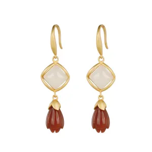 Natural Jade Earrings Nephrite Agate Silver Earrings ZNE162