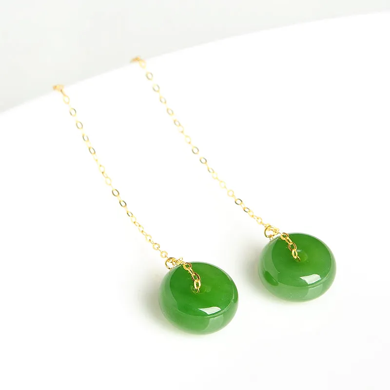 Natural Jade Earrings Nephrite Gold Earrings EG85