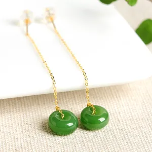 Natural Jade Earrings Nephrite Gold Earrings EG85