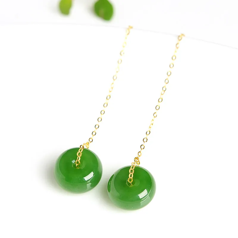 Natural Jade Earrings Nephrite Gold Earrings EG85