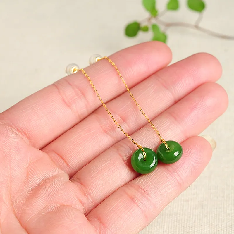 Natural Jade Earrings Nephrite Gold Earrings EG85