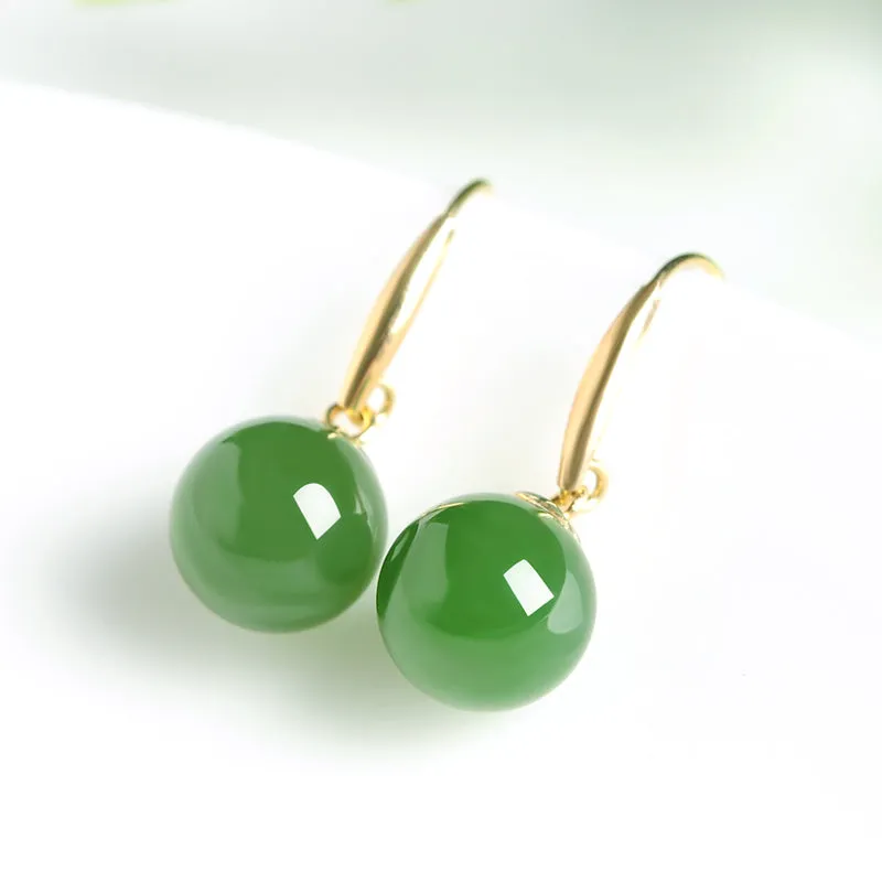 Natural Jade Earrings Nephrite Gold Earrings WE25