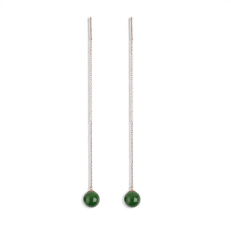 Natural Jade Earrings Nephrite Gold Earrings ZEG526