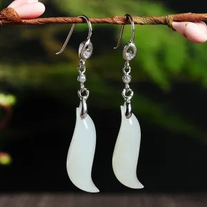 Natural Jade Earrings Nephrite Silver Earrings EG100