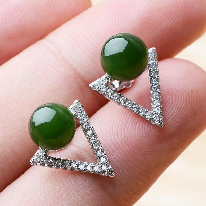 Natural Jade Earrings Nephrite Silver Earrings NE156