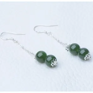 Natural Jade Earrings Nephrite Silver Earrings NE162