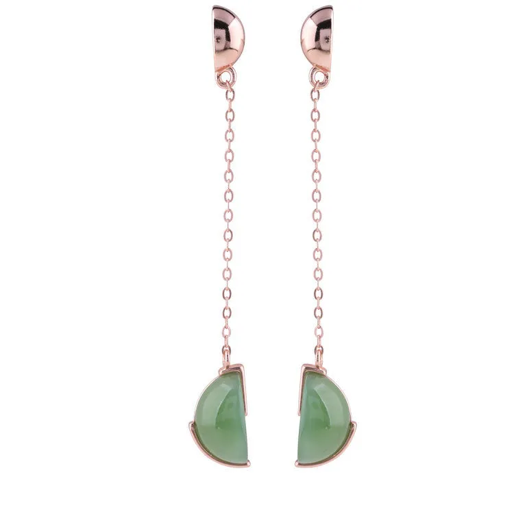 Natural Jade Earrings Nephrite Silver Earrings ZEG564