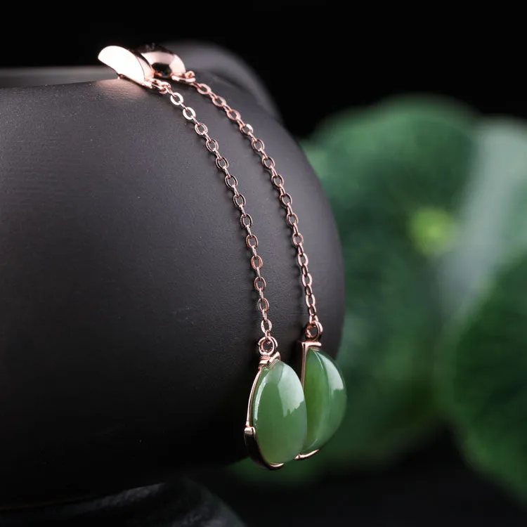 Natural Jade Earrings Nephrite Silver Earrings ZEG564