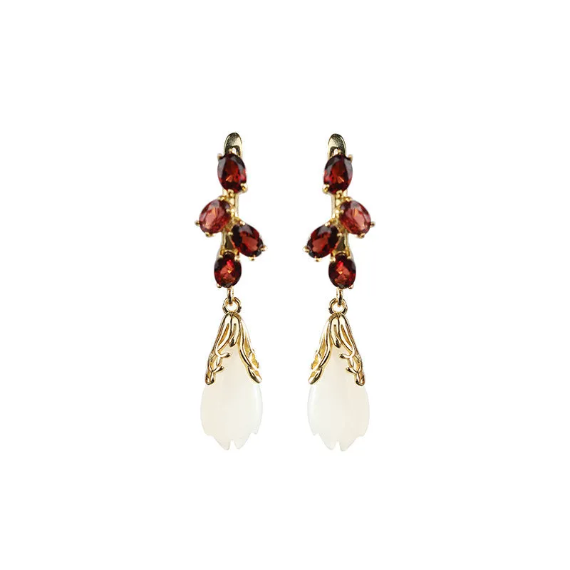 Natural Jade Earrings Nephrite Silver Earrings ZNE106