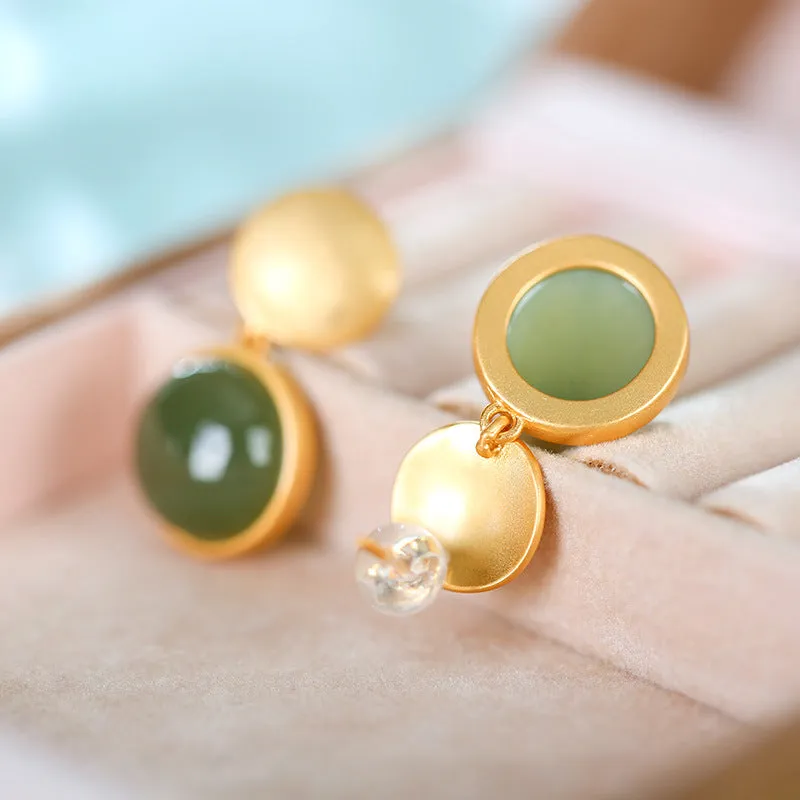 Natural Jade Earrings Nephrite Silver Earrings ZNE114