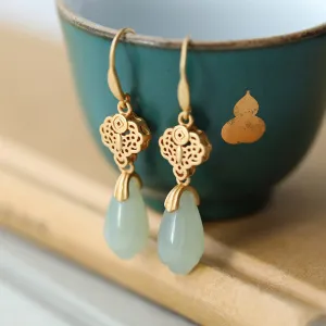 Natural Jade Earrings Nephrite Silver Earrings ZNE117