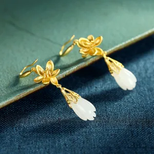 Natural Jade Earrings Nephrite Silver Earrings ZNE126