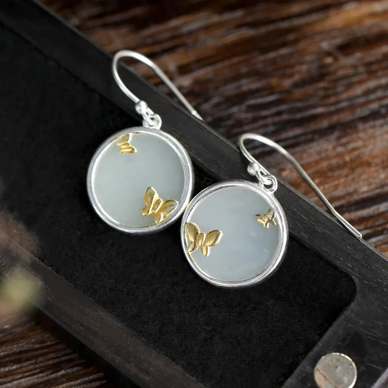 Natural Jade Earrings Nephrite Silver Earrings ZNE129