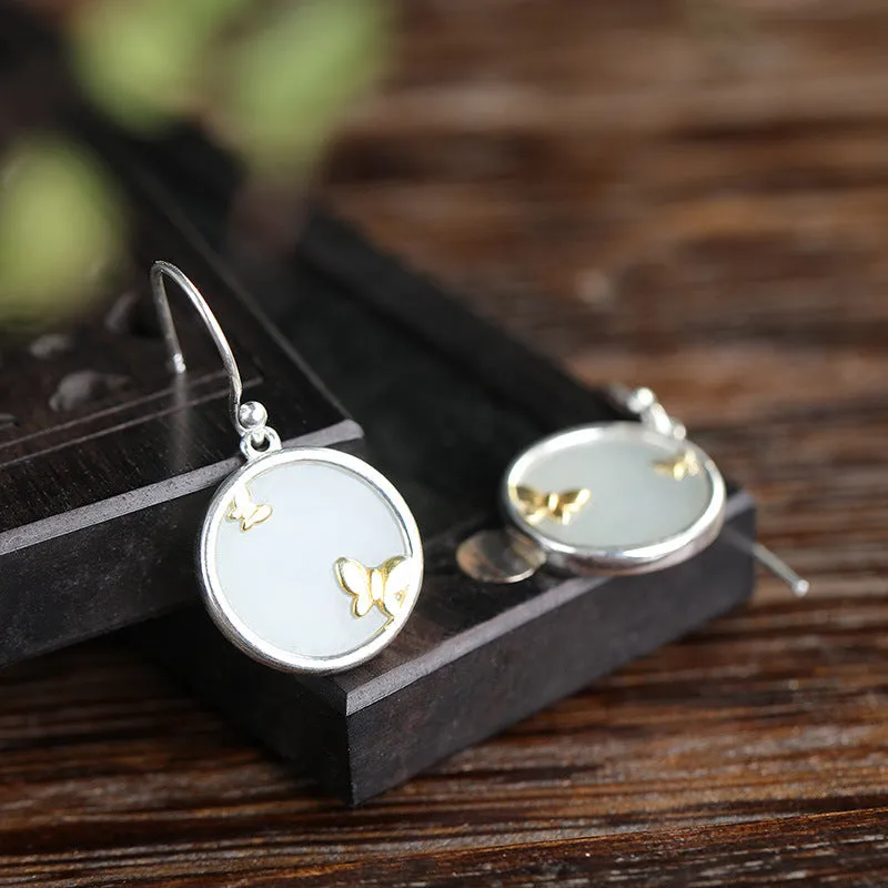 Natural Jade Earrings Nephrite Silver Earrings ZNE129