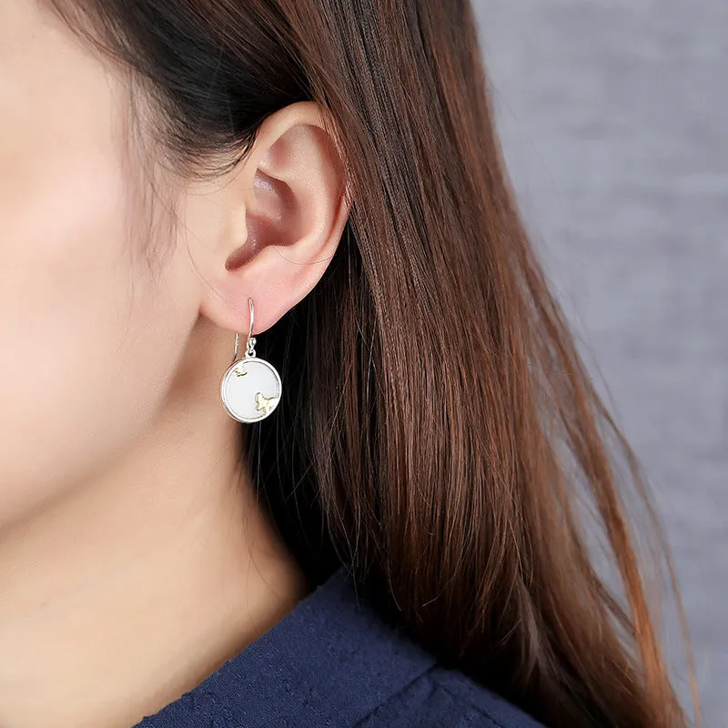 Natural Jade Earrings Nephrite Silver Earrings ZNE129