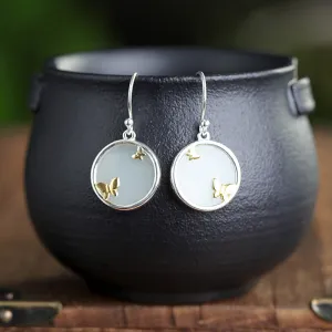 Natural Jade Earrings Nephrite Silver Earrings ZNE129