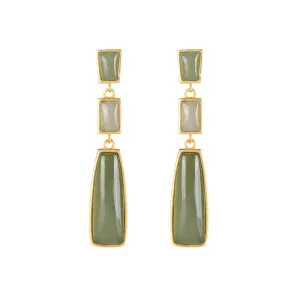 Natural Jade Earrings Nephrite Silver Earrings ZNE142