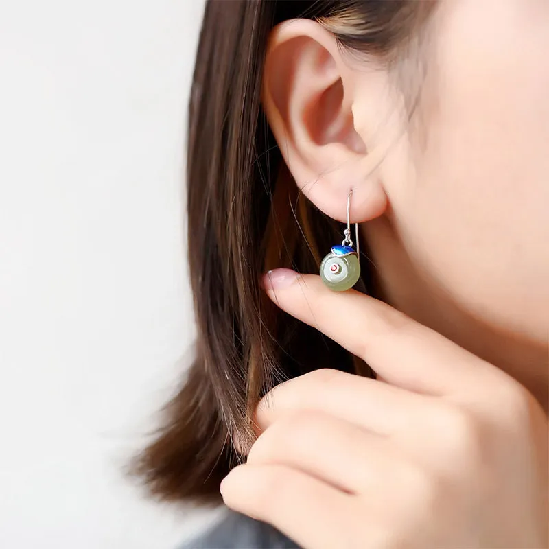 Natural Jade Earrings Nephrite Silver Earrings ZNE237