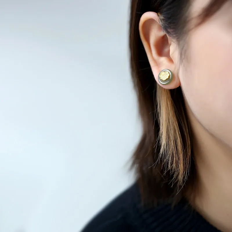Natural Jade Earrings Nephrite Silver Earrings ZNE240