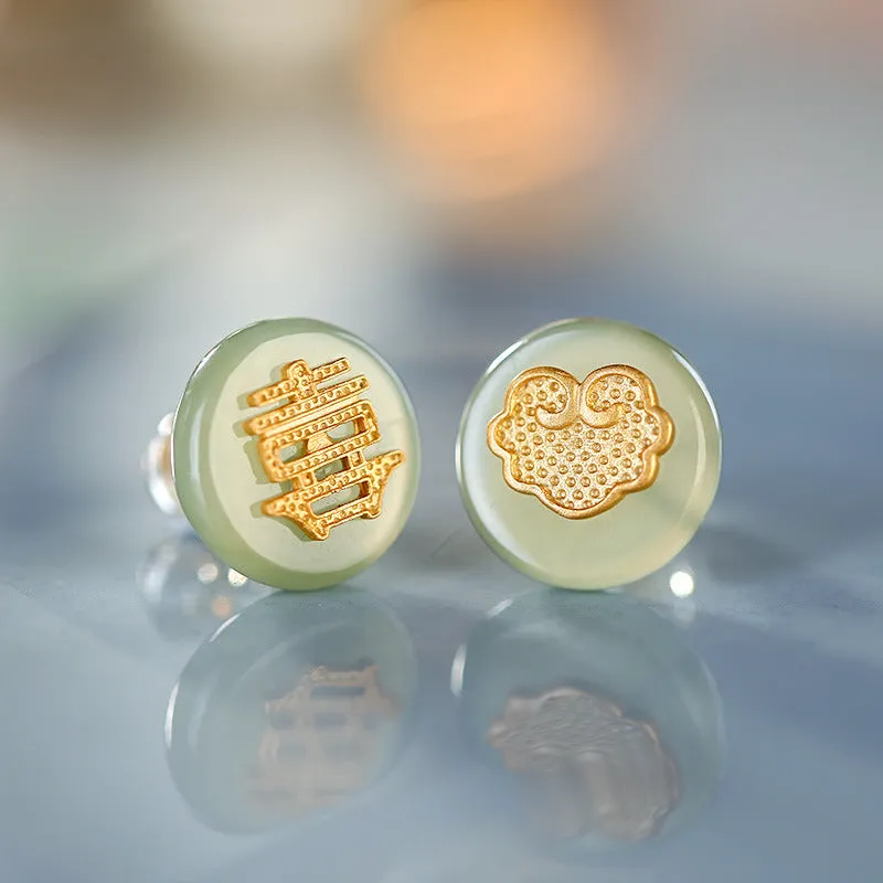 Natural Jade Earrings Nephrite Silver Earrings ZNE240