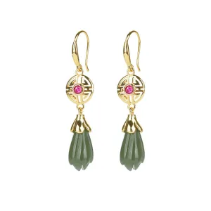 Natural Jade Earrings Nephrite Silver Earrings ZNE264