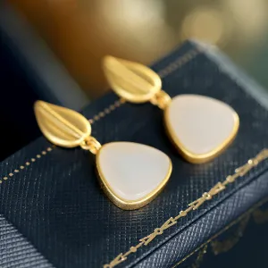 Natural Jade Earrings Nephrite Silver Earrings ZNE318