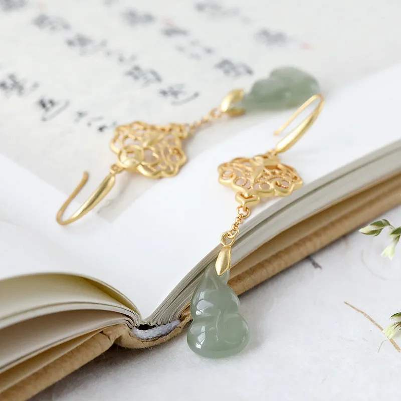 Natural Jade Earrings Nephrite Silver Earrings ZNE333