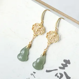 Natural Jade Earrings Nephrite Silver Earrings ZNE333