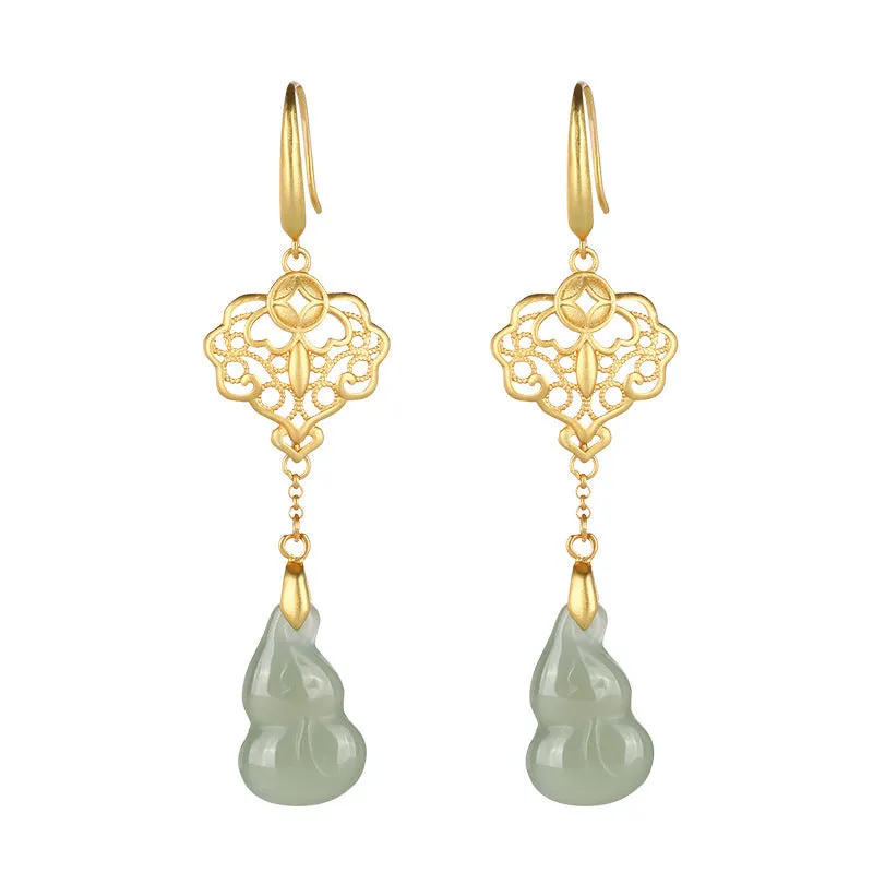 Natural Jade Earrings Nephrite Silver Earrings ZNE333