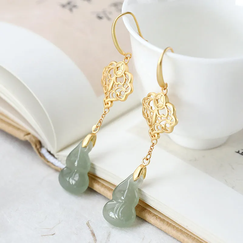Natural Jade Earrings Nephrite Silver Earrings ZNE333