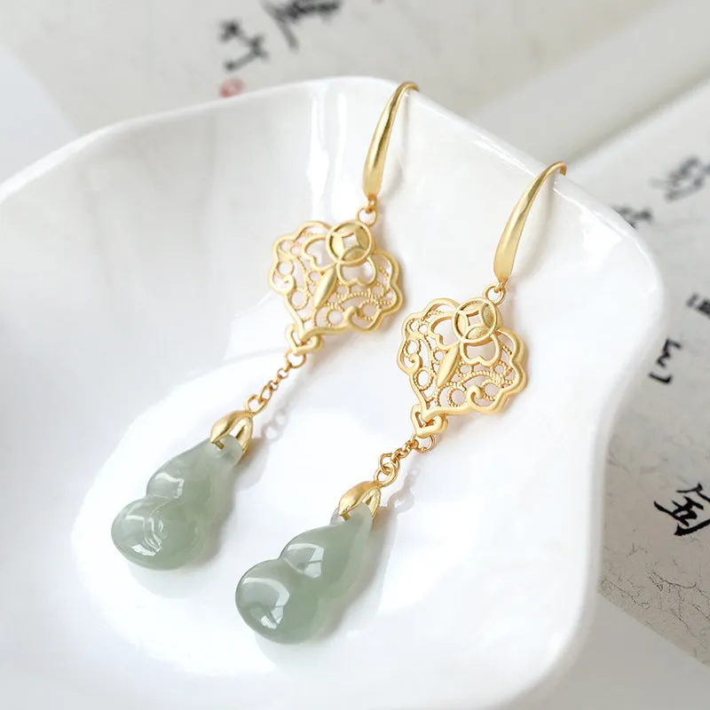 Natural Jade Earrings Nephrite Silver Earrings ZNE333