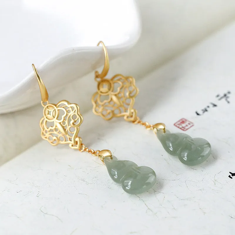 Natural Jade Earrings Nephrite Silver Earrings ZNE333