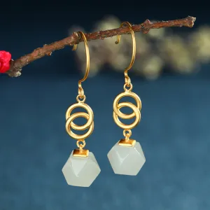 Natural Jade Earrings Nephrite Silver Earrings ZNE383