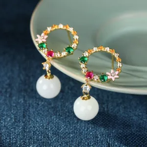 Natural Jade Earrings Nephrite Silver Earrings ZNE384