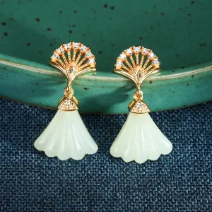 Natural Jade Earrings Nephrite Silver Earrings ZNE393