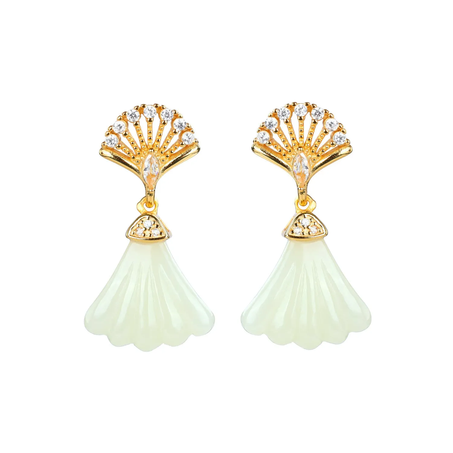 Natural Jade Earrings Nephrite Silver Earrings ZNE393