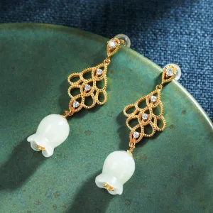 Natural Jade Earrings Nephrite Silver Earrings ZNE396