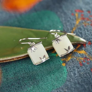 Natural Jade Earrings Nephrite Silver Earrings ZNE411