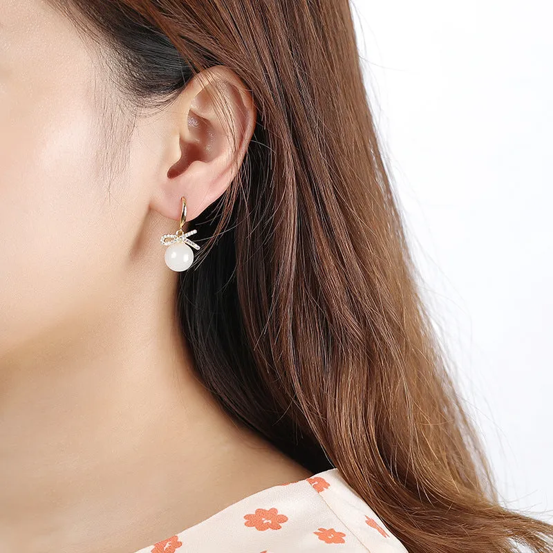 Natural Jade Earrings Nephrite Silver Earrings ZNE440