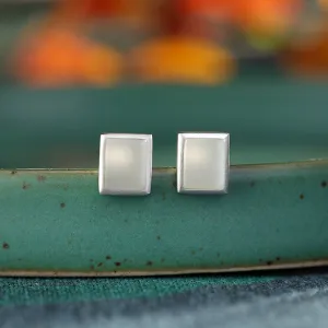 Natural Jade Earrings Nephrite Silver Earrings ZNE453