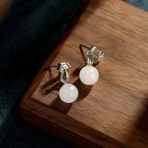 Natural Jade Earrings Nephrite Silver Earrings ZNE463