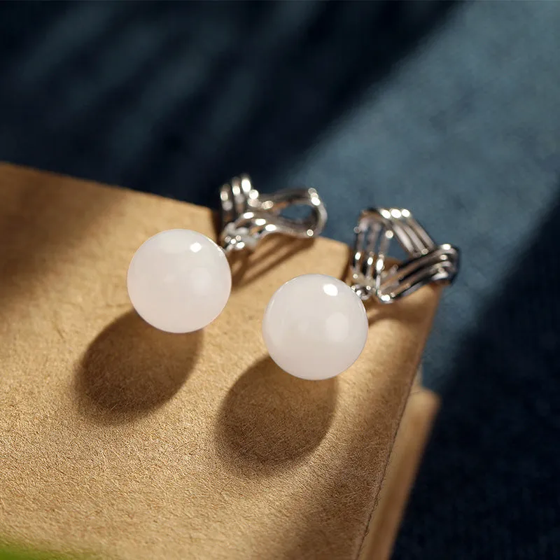 Natural Jade Earrings Nephrite Silver Earrings ZNE463