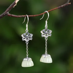 Natural Jade Earrings Nephrite Silver Earrings ZNE466