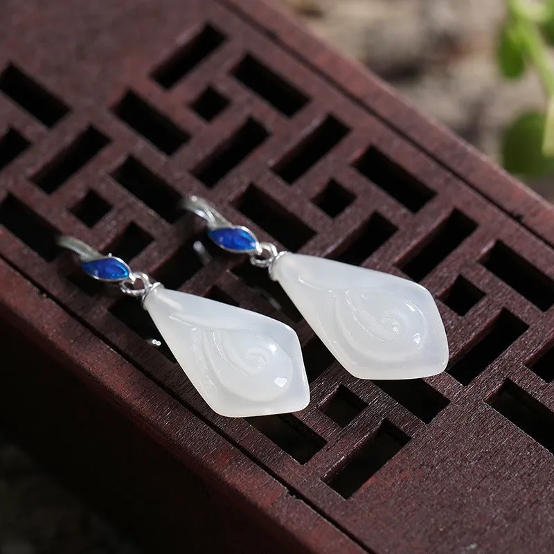 Natural Jade Earrings Nephrite Silver Earrings ZNE497